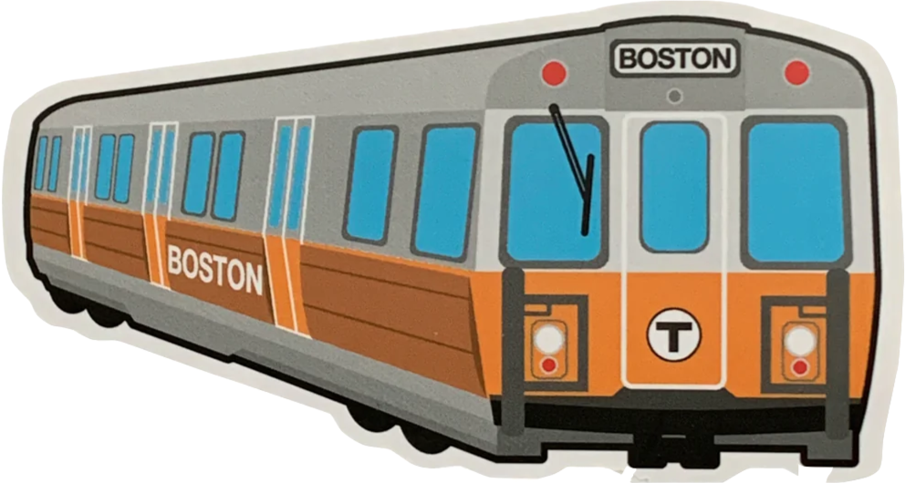 cartoon img of Boston orange line car